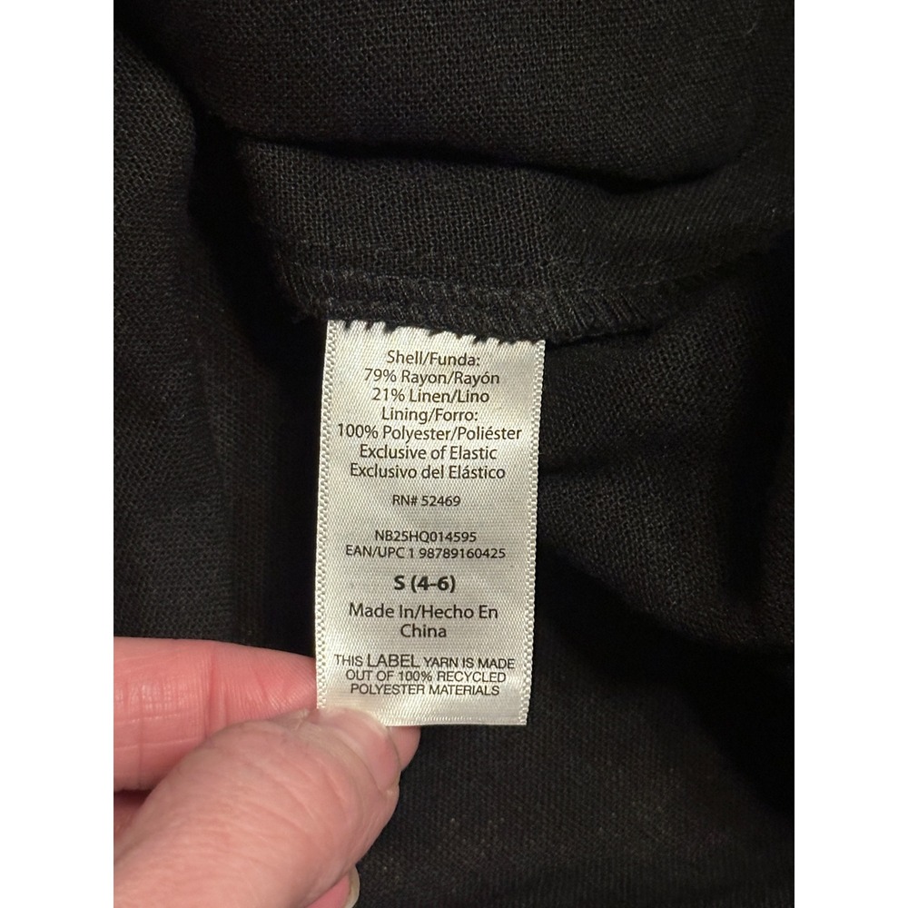 Free Assembly Linen Blend Midi Dress BLACK Small - Picture 5 of 5